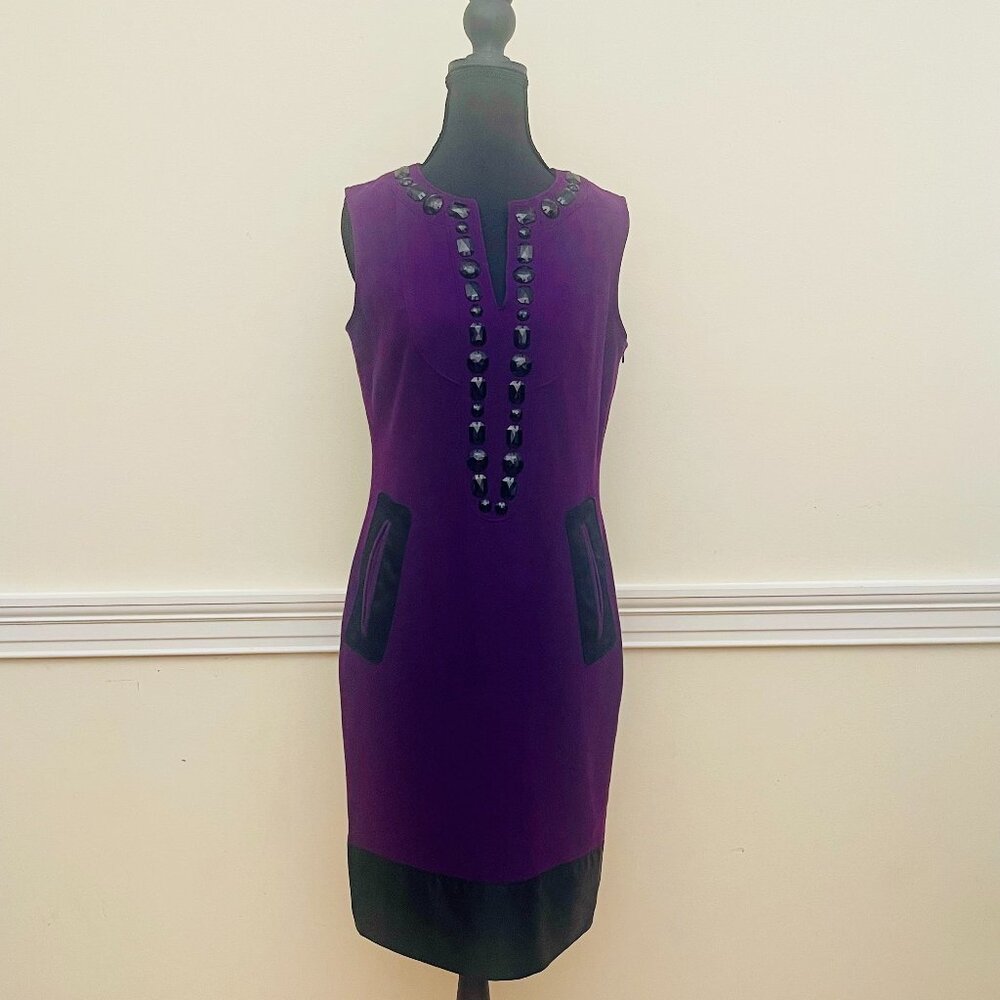 Purple dress with black jeweled neckline - Size 6